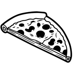 Outline pizza slices, whole pizza. Vector simple Doodle style