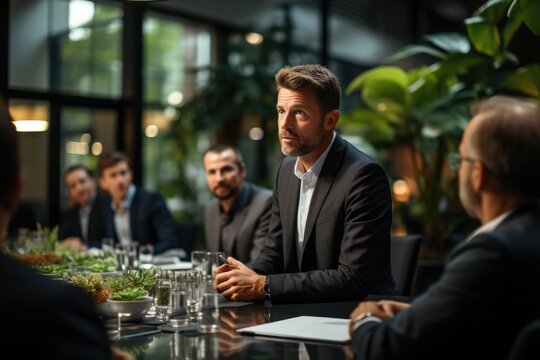 CEO leading a discussion during a board meeting - stock photography concepts