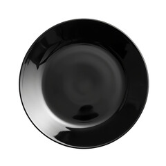 A black plate seen from above, top view isolated on a transparent background - obrazy, fototapety, plakaty