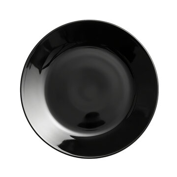 A Black Plate Seen From Above, Top View Isolated On A Transparent Background