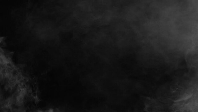 Huge smoke on black background 4k footage, Fire smoke footage, action, titles backdrop, fog clouds & smoke