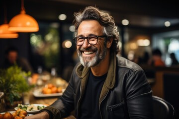 Fototapeta premium Man sharing a lifetime of experiences during a storytelling - stock photography concepts