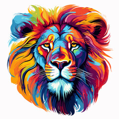Fototapeta premium Portrait of evil and majestic lion in vector pop art style