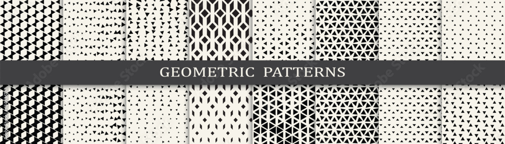 Wall mural set of geometric seamless patterns. abstract geometric graphic design simple pattern. seamless geome