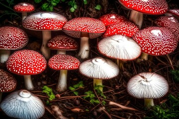 Mushrooms in the forest, Generated using AI