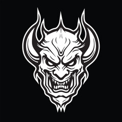 illustration of hannya mask black and white eps vector