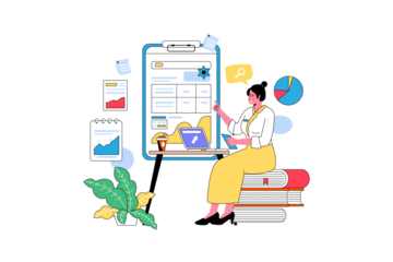 Business Data Search Illustration - Flat Vector