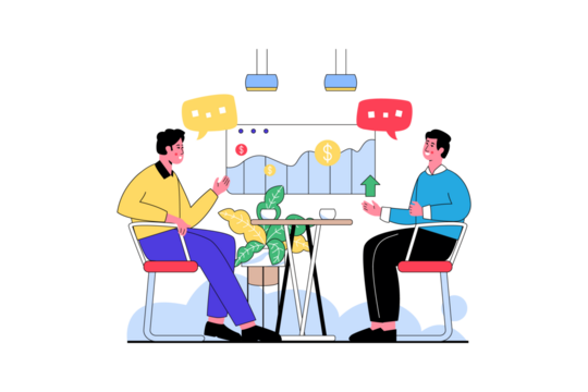 Business Information Exchange - Flat Vector