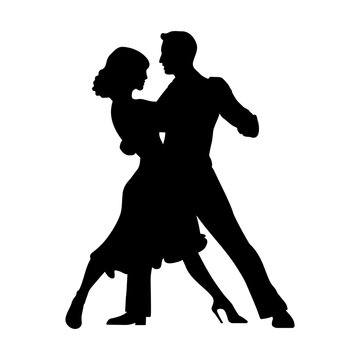 Couple dancing silhouette. Vector illustration
