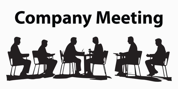 company  meeting silhouette vector illustration 