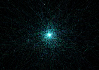Supernova Neuron Burst: Glowing Blue Star Digital Explosion, light star lens flare, neuron brain cell visualization