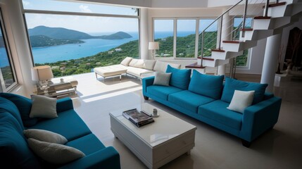 Fototapeta na wymiar Luxury villa with terrace interior, amazing background