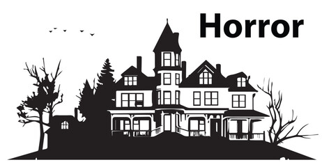 Horror House Silhouette vector illustration