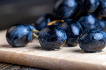 Blue grapes grown in a home vineyard
