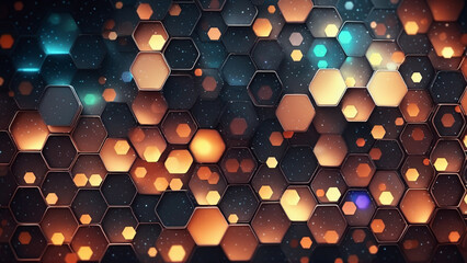 抽象的な六角形が配列された背景, AI Generated	
