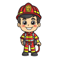 Cute Fireman Clipart Illustration