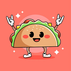 Cartoon retro happy taco vector