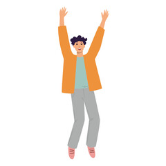 Happy jumping man. Flat Illustration on transparent background © tiena
