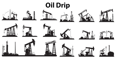Oil Drip Machine Silhouette vector collection.