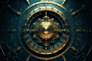 Dynamic encrypting symbols energetically orbit around a fortified data vault, portraying the continuous process of data protection and encryption