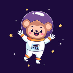 Cartoon cute monkey with astronaut costume vector