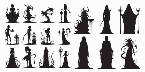 Silhouette Halloween Women vector illustration