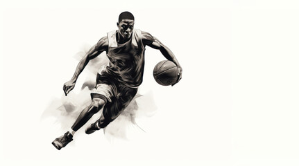 Fototapeta na wymiar poster concept black athlete man playing basketball banner