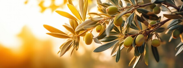olive tree branch in the sun banner