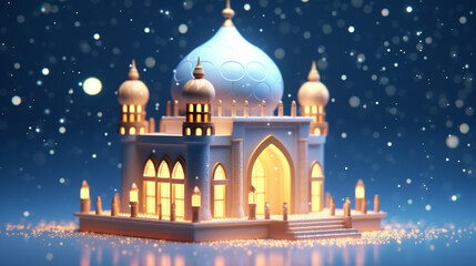 3D rendered model for Islamic Mosque - ai generative
