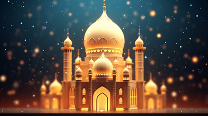 Fototapeta na wymiar 3D rendered model for Islamic Mosque - ai generative