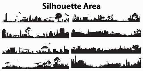 Silhouette Urban Area Vector illustration - obrazy, fototapety, plakaty