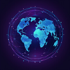 Naklejka premium Futuristic Earth-themed Global Network Map with Vector Graphics