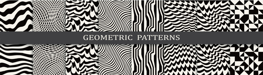 Fototapeta na wymiar abstract waves seamless background pattern set