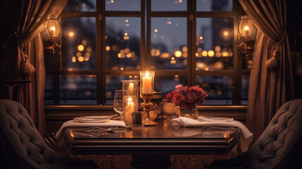 A candlelight dinner at a luxurious restaurant
