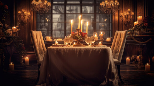 A candlelight dinner at a luxurious restaurant