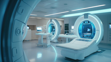 High-tech modern CT scan room in the modern hospital
