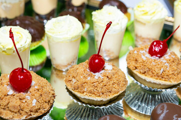 Social events; Individual Presentation Of Desserts For Guests At The Reception
