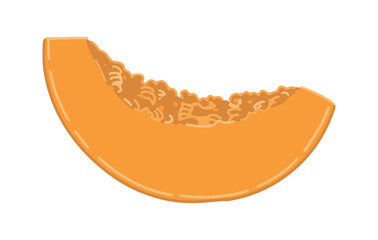 Clipart slice of pumpkin. Doodle of autumn agricultural harvest. Cartoon vector illustration isolated on white background.
