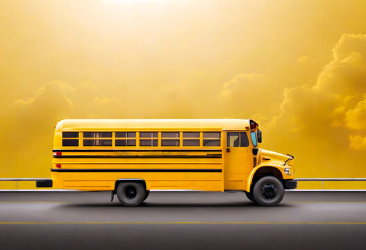 Yellow school bus, back to school concept, banner design, background 
