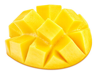 Mango half isolated on white