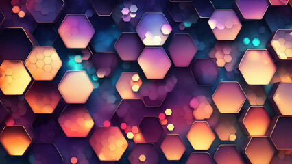 抽象的な背景の六角形パターン, AI Generated	
