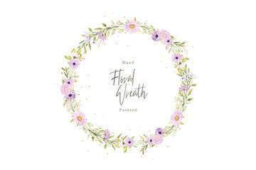 watercolor floral daisy wreath illustration