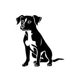 black dog animal on white background animated vector illustration