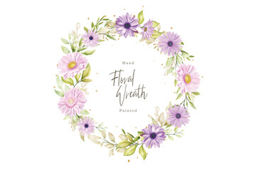 Obraz na płótnie Canvas watercolor floral daisy wreath illustration