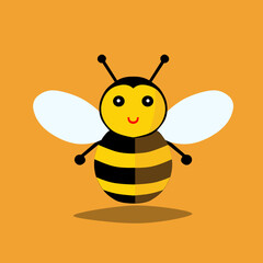 bee animal on orange background animation vector illustration