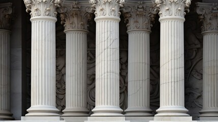 Fototapeta premium Details of the building of marble pillars. Created using generative AI technology.