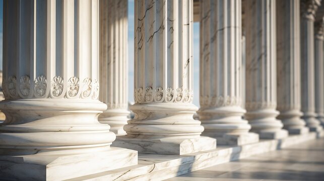 Details of the building of marble pillars. Created using generative AI technology.
