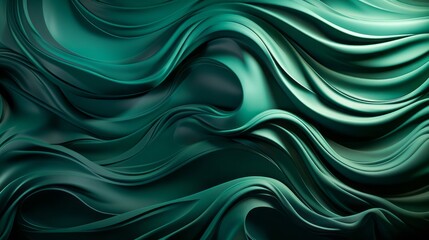 Beautiful green waves background. Green wavy abstract color background banner illustration. Generative AI.