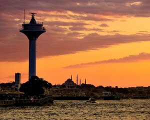 sunset in the city, in istanbul