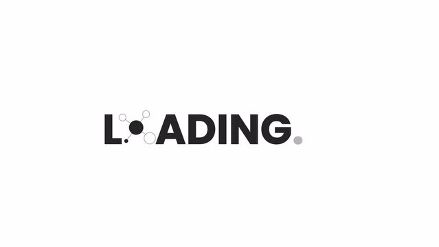 Textured outlined circle black and white loading text animation. Monochromatic 2D cartoon 4K video loader motion graphic. Planet round wait animation. Loading screen, ui design, animated uploader gif